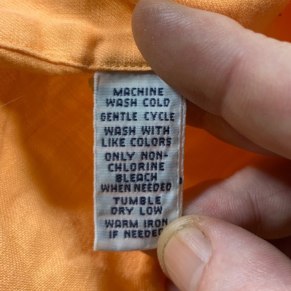 Polo Ralph Lauren Shirt Mens XXL Orange 100% Linen Button Up Long Sleeve Pockets - Picture 10 of 10